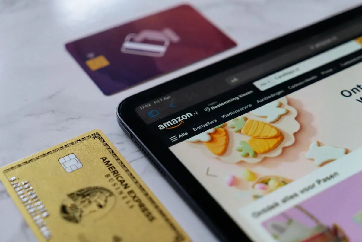 Two credit cards being used for online shopping