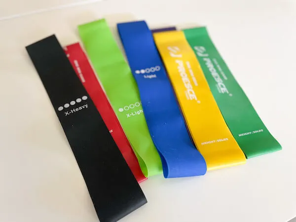 Resistance bands used for a post-holidays workout